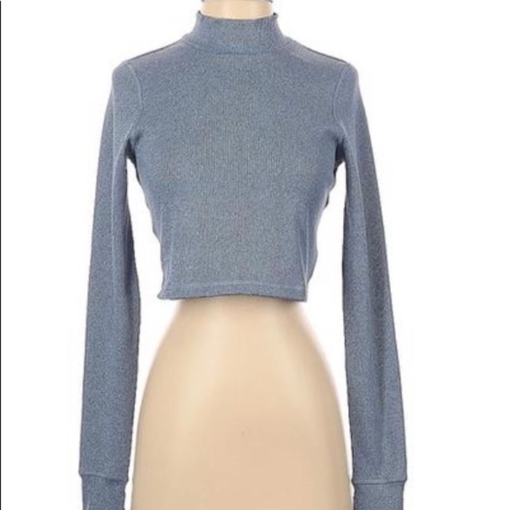 NWT OFFLINE By Aerie Blue Crop Long Sleeve Top